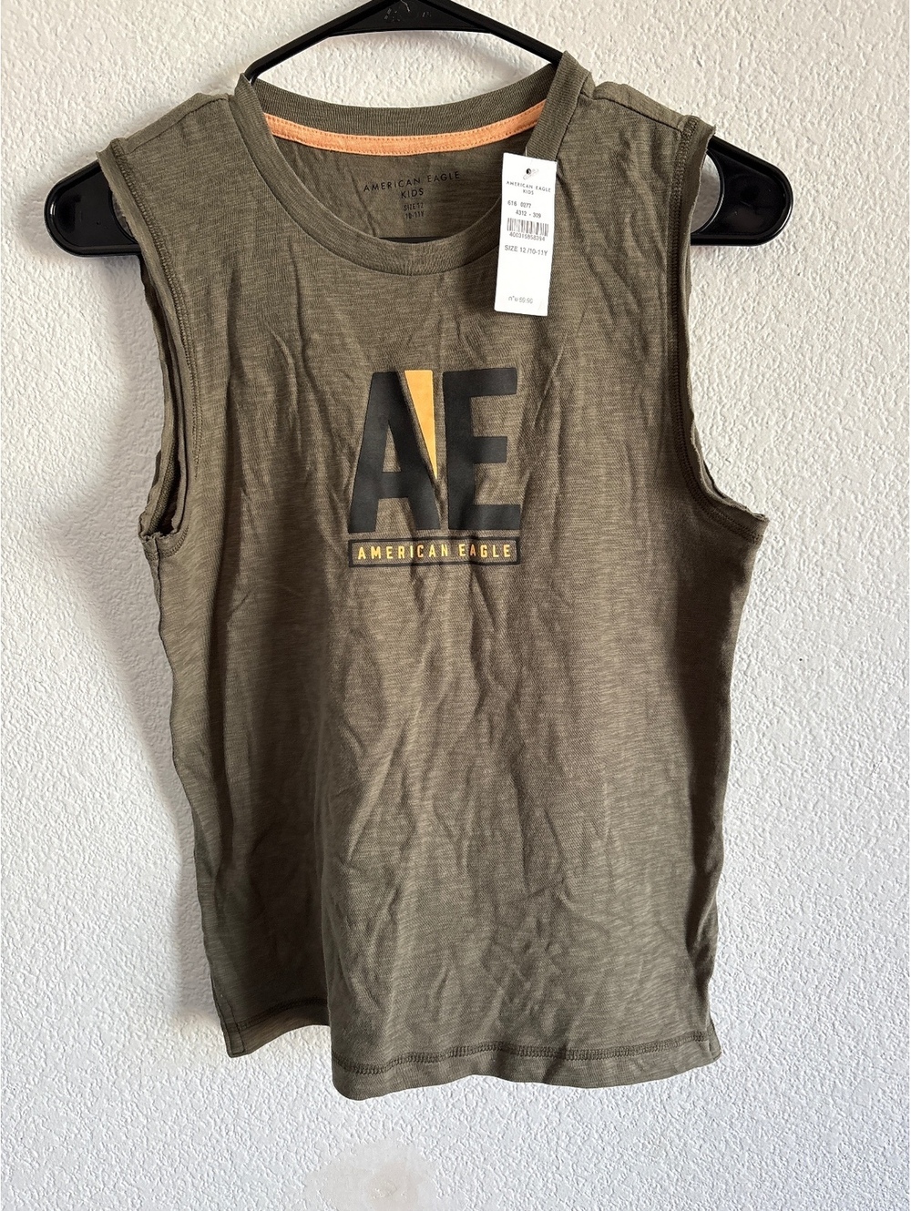 American Eagle Kids Sleeveless T-Shirt Size 12 (10-11Y) Olive Green